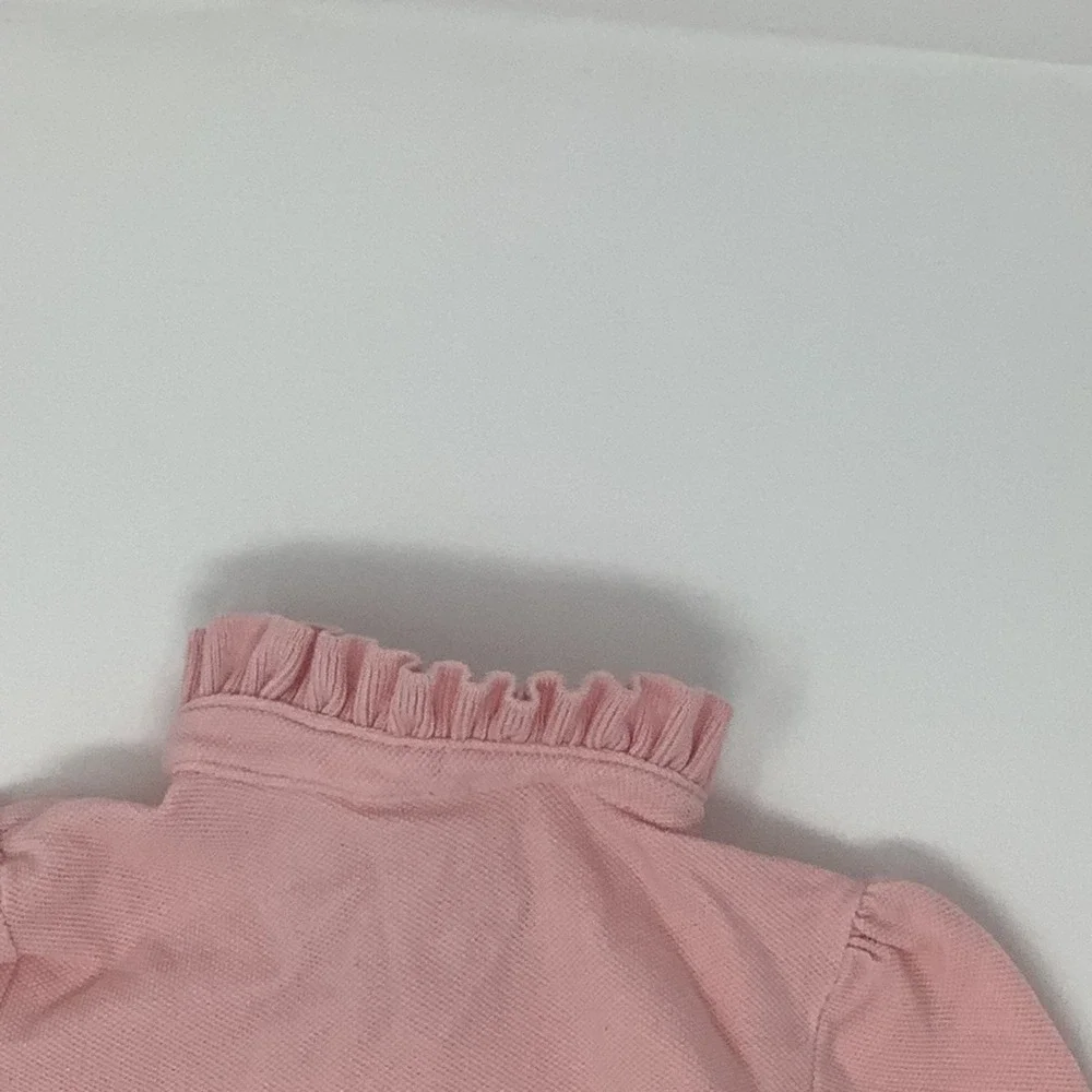 Ralph Lauren Baby Shirt‎ Girls 9m Pink Cotton Long Sleeve Ruffle Collar